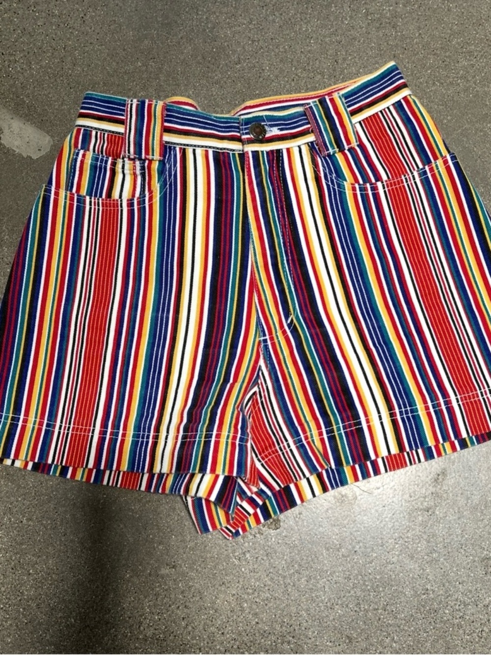 Vintage Rainbow Stripe Jean Shorts 1980s shorts
